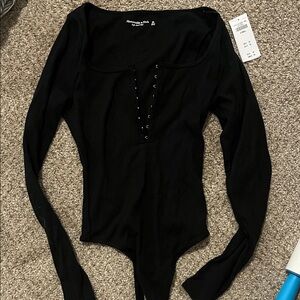 Abercrombie & Fitch Black Long Sleeve Bodysuit